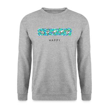 happy - DGS Streetwear - Sweat-shirt Unisexe - gris chiné - Devant - Alina (178cm) & Michal (187cm)