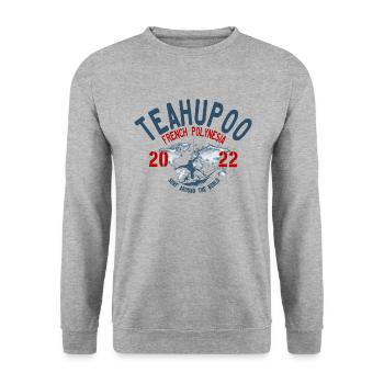 Surf around the world Teahupoo blc - Sweat-shirt Unisexe - gris chiné - Devant - Alina (178cm) & Michal (187cm)