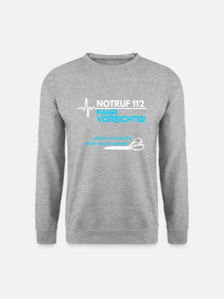 Notruf 112 Sanitäter - Unisex Pullover - Weißgrau meliert