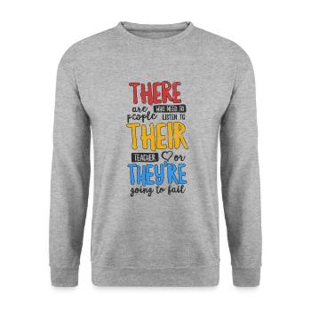 Là, ils sont T-shirt Cadeau drôle de professeur - Sweat-shirt Unisexe - gris chiné - Devant - Alina (178cm) & Michal (187cm)