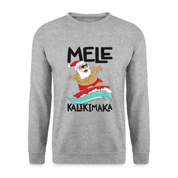 Mele Kalikimaka Noël hawaïen Surf à Hawaï - Sweat-shirt Unisexe - gris chiné - Devant - Alina (178cm) & Michal (187cm)