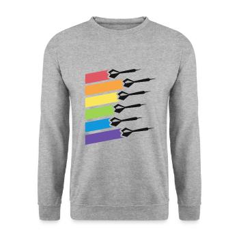 Retro Darts Shirts For Men Women Dart League - Unisex Sweatshirt - salt & pepper - Front - Alina (178cm) & Michal (187cm)