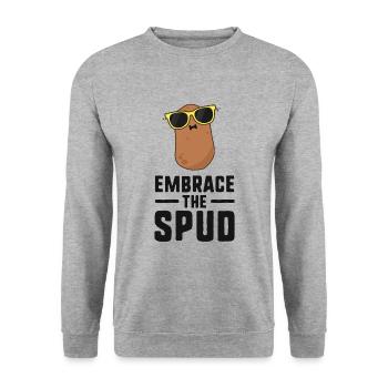 Umarmen Sie die Spud Kartoffel Shirts für Männer Frauen Kid - Unisex Pullover - Weißgrau meliert - Vorne - Alina (178cm) & Michal (187cm)