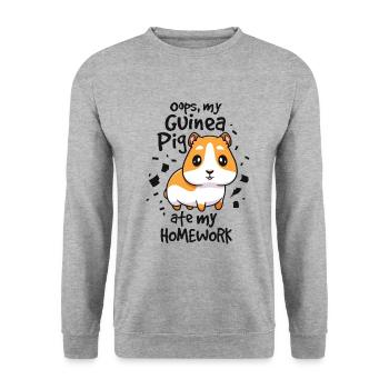 My Guinea Pig Ate My Homework, School Guinea Pig - Unisex Sweatshirt - salt & pepper - Front - Alina (178cm) & Michal (187cm)