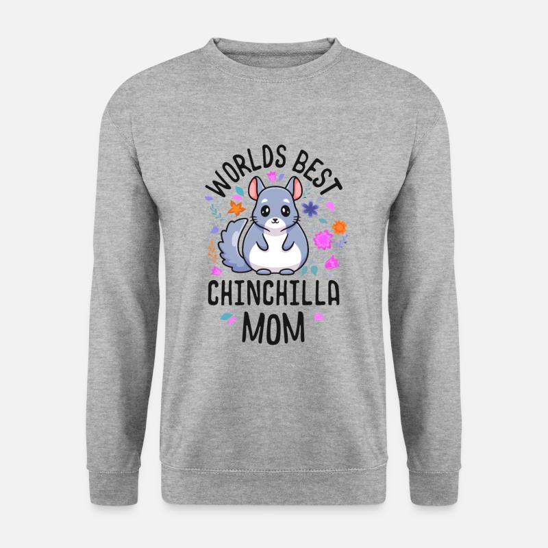 Worlds Best Chinchilla Mom Shirt Süß Floral - Unisex Pullover - Weißgrau meliert