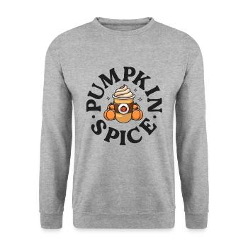Kürbis Gewürz Niedliche Thanksgiving Herbst Herbst Latte - Unisex Pullover - Weißgrau meliert - Vorne - Alina (178cm) & Michal (187cm)