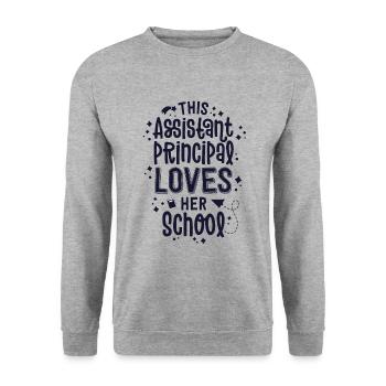 Diese stellvertretende Schulleiterin liebt ihren Schulvize - Unisex Pullover - Weißgrau meliert - Vorne - Alina (178cm) & Michal (187cm)