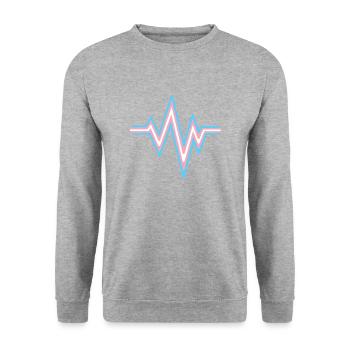 Transgenre Heartbeat Trans Flag Couleurs LGBT - Sweat-shirt Unisexe - gris chiné - Devant - Alina (178cm) & Michal (187cm)