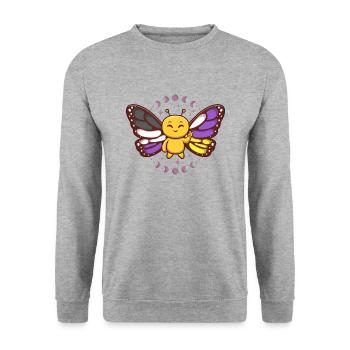 Gender Non-Binary Monarch Butterfly Subtle Pride - Unisex Sweatshirt - salt & pepper - Front - Alina (178cm) & Michal (187cm)