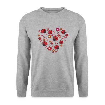 Love Ladybugs Entomology Gift Insect Heart Red - Unisex Sweatshirt - salt & pepper - Front - Alina (178cm) & Michal (187cm)