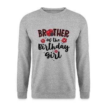 Brother Of The Birthday Girl Matching Family - Unisex Sweatshirt - salt & pepper - Front - Alina (178cm) & Michal (187cm)