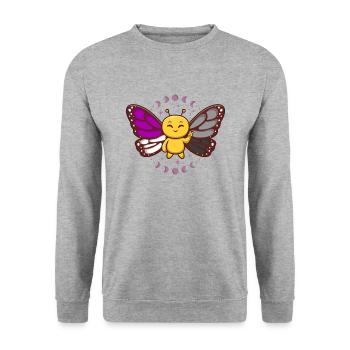 Asexual Flag Ace Monarch Butterfly Insect Subtle - Unisex Sweatshirt - salt & pepper - Front - Alina (178cm) & Michal (187cm)