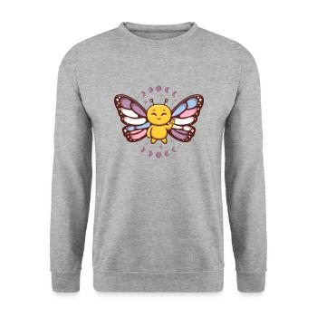 Intersex Monarch Schmetterling Subtiler diskreter Stolz - Unisex Pullover - Weißgrau meliert - Vorne - Alina (178cm) & Michal (187cm)