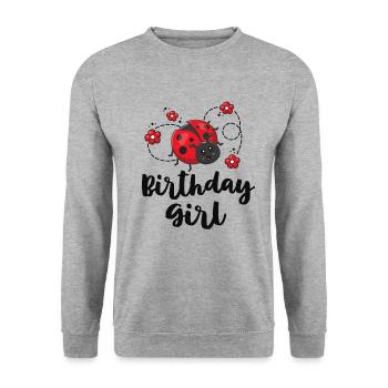 Birthday Girl Matching Ladybug Birthday Shirt For - Unisex Sweatshirt - salt & pepper - Front - Alina (178cm) & Michal (187cm)