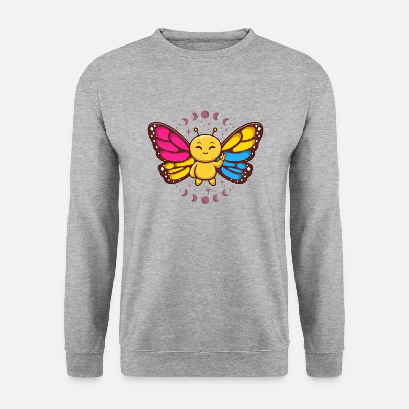 Pansexual Monarch Schmetterling Insekt Subtile Pfanne - Unisex Pullover - Weißgrau meliert