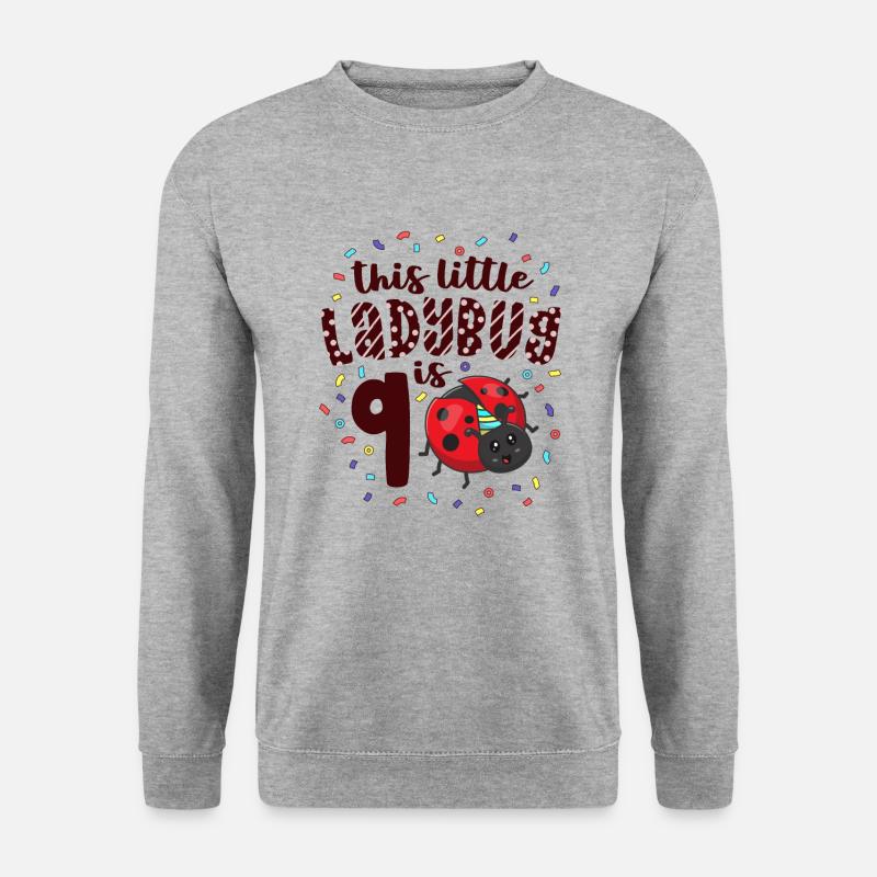Dieser kleine Marienkäfer ist 9 Jahre alt 9. Geburtstag - Unisex Pullover - Weißgrau meliert