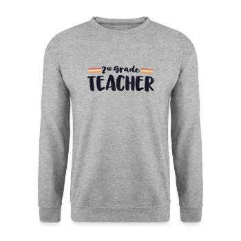 Retro 2nd Grade Teacher Second Matching 70s Back - Unisex Sweatshirt - salt & pepper - Front - Alina (178cm) & Michal (187cm)