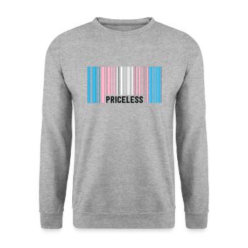 Inestimable Trans Pride Code-barres Transgenre subtil - Sweat-shirt Unisexe - gris chiné - Devant - Alina (178cm) & Michal (187cm)