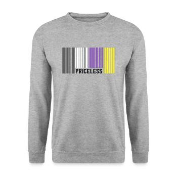 Priceless Gender Nonbinary Pride Barcode Discreet - Unisex Sweatshirt - salt & pepper - Front - Alina (178cm) & Michal (187cm)