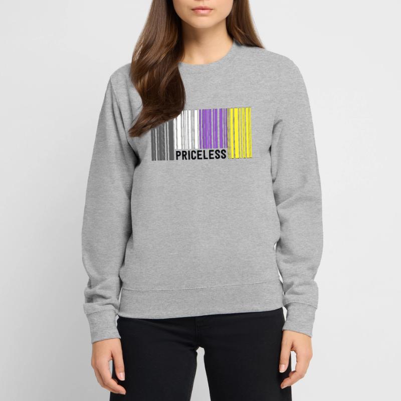 Priceless Gender Nonbinary Pride Barcode Discreet Unisex Sweatshirt