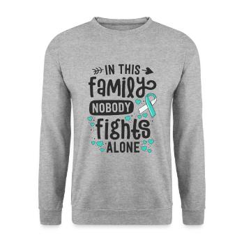 In This Family Nobody Fights Alone Cervical - Unisex Sweatshirt - salt & pepper - Front - Alina (178cm) & Michal (187cm)