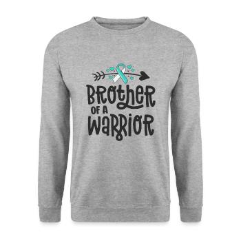 Brother Of A Warrior Teal Cervical Cancer Family - Unisex Sweatshirt - salt & pepper - Front - Alina (178cm) & Michal (187cm)