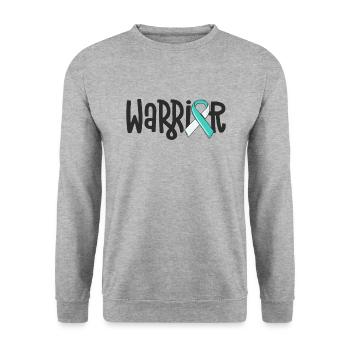 Cervical Cancer Warrior Teal White Ribbon Family - Unisex Sweatshirt - salt & pepper - Front - Alina (178cm) & Michal (187cm)