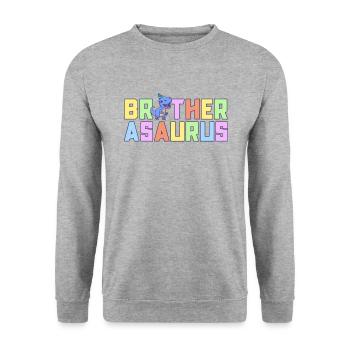 Bruder Asaurus Dinosaurier Geburtstagsfeier TRex - Unisex Pullover - Weißgrau meliert - Vorne - Alina (178cm) & Michal (187cm)