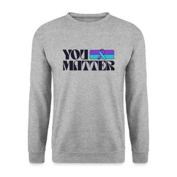 You Matter Suicide Prevention Awareness Ribbon - Unisex Sweatshirt - salt & pepper - Front - Alina (178cm) & Michal (187cm)