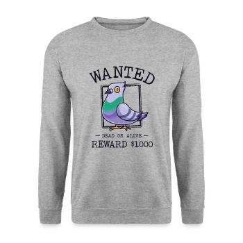Pigeon Wanted Poster Drôle Pigeon Lover Oiseau - Sweat-shirt Unisexe - gris chiné - Devant - Alina (178cm) & Michal (187cm)