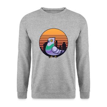 Pigeon rétro New York City Vintage Bird Lover - Sweat-shirt Unisexe - gris chiné - Devant - Alina (178cm) & Michal (187cm)