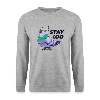 Stay Coo Funny Pigeon Shirt Bird Lover Owner - Unisex Sweatshirt - salt & pepper - Front - Alina (178cm) & Michal (187cm)