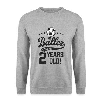 3 Years Old Soccer Themed Birthday Party 2nd Bday - Unisex Sweatshirt - salt & pepper - Front - Alina (178cm) & Michal (187cm)