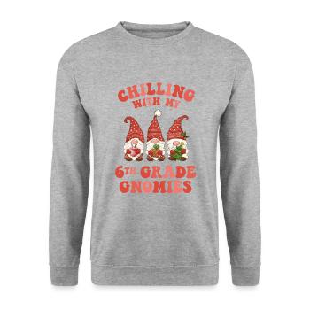Professeur de 6e année Noël Chilling avec mon - Sweat-shirt Unisexe - gris chiné - Devant - Alina (178cm) & Michal (187cm)