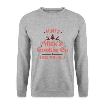 Mimi Oma Lebkuchenplätzchen Familie Weihnachten - Unisex Pullover - Weißgrau meliert - Vorne - Alina (178cm) & Michal (187cm)