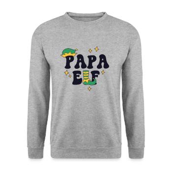 Papa Elf Passende Familie Weihnachtsgruppe Weihnachten - Unisex Pullover - Weißgrau meliert - Vorne - Alina (178cm) & Michal (187cm)