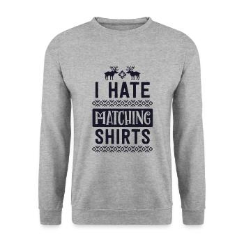 Je déteste les chemises de Noël assorties couple mari - Sweat-shirt Unisexe - gris chiné - Devant - Alina (178cm) & Michal (187cm)