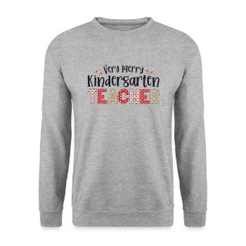 Very Merry Kindergarten Teacher Christmas School - Unisex Sweatshirt - salt & pepper - Front - Alina (178cm) & Michal (187cm)