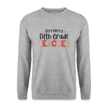 Very Merry 5th Grade Teacher Fifth Christmas - Unisex Sweatshirt - salt & pepper - Front - Alina (178cm) & Michal (187cm)
