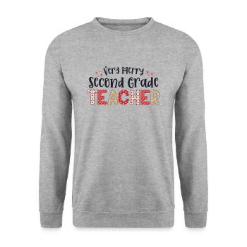 Very Merry 2nd Grade Teacher Second Christmas - Unisex Sweatshirt - salt & pepper - Front - Alina (178cm) & Michal (187cm)