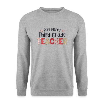 Sehr frohe 3. Klasse Lehrer drittes Weihnachten - Unisex Pullover - Weißgrau meliert - Vorne - Alina (178cm) & Michal (187cm)