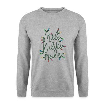 Mele Kalikimaka Christmas Lights Festive Holiday - Unisex Sweatshirt - salt & pepper - Front - Alina (178cm) & Michal (187cm)