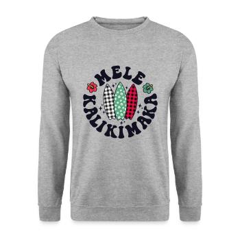 Mele Kalikimaka Christmas In Hawaii Hawaiian - Unisex Sweatshirt - salt & pepper - Front - Alina (178cm) & Michal (187cm)