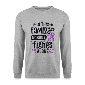 In dieser Familie kämpft niemand alleine Unterstützung - Unisex Pullover - Weißgrau meliert - Vorne - Alina (178cm) & Michal (187cm)