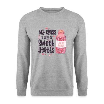 Class Is Full Of Sweet Hearts Retro Teacher - Unisex Sweatshirt - salt & pepper - Front - Alina (178cm) & Michal (187cm)