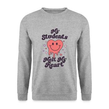 Retro Valentines Day Teacher My Students Melt My - Unisex Sweatshirt - salt & pepper - Front - Alina (178cm) & Michal (187cm)