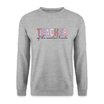 Professeur de la Saint-Valentin des cœurs les plus doux - Sweat-shirt Unisexe - gris chiné - Devant - Alina (178cm) & Michal (187cm)
