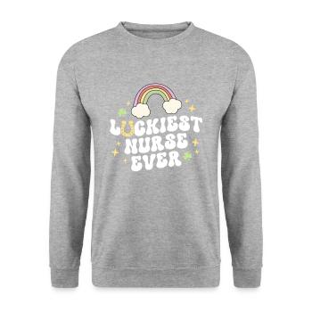 Luckiest Nurse Ever Nicu Er Peds Retro Nurse St - Unisex Sweatshirt - salt & pepper - Front - Alina (178cm) & Michal (187cm)