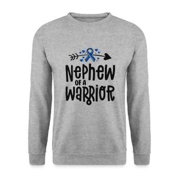 Neffe eines Krieger-Support-Teams Darmkrebs - Unisex Pullover - Weißgrau meliert - Vorne - Alina (178cm) & Michal (187cm)
