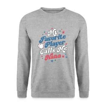 Baseball Nana Retro Grand-mère Ma joueuse préférée - Sweat-shirt Unisexe - gris chiné - Devant - Alina (178cm) & Michal (187cm)